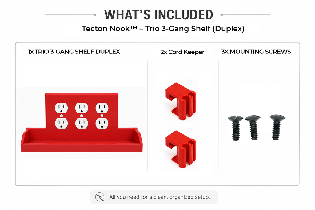 Tecton Nook™ – Trio Shelf (3-Gang Duplex)