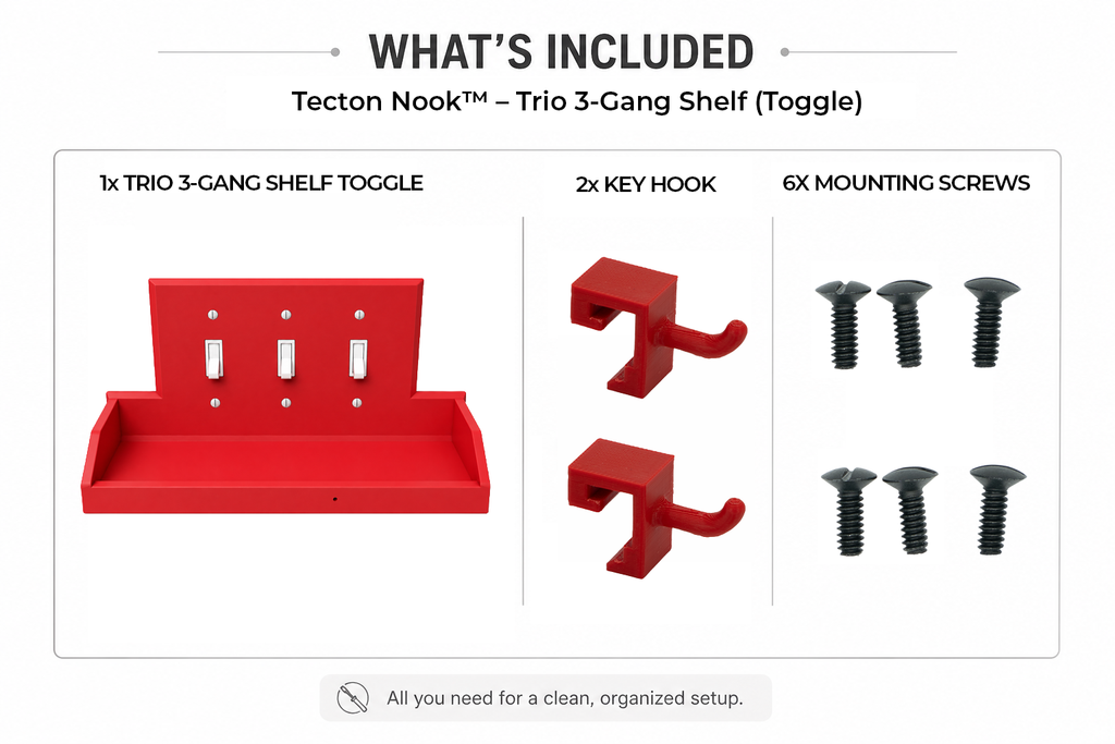 Tecton Nook™ – Trio Shelf (3-Gang Toggle)
